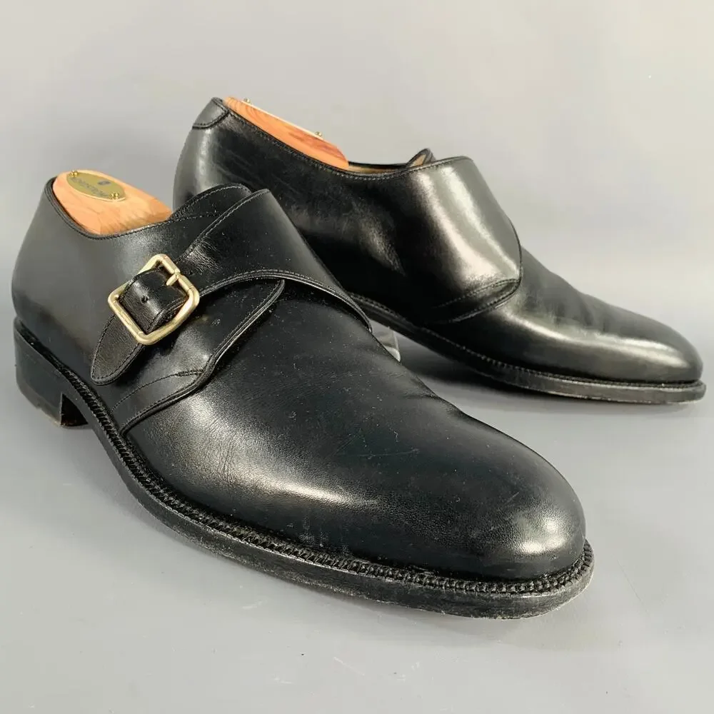 SALVATORE FERRAGAMO Size 8 Black Leather Monk Strap Loafers